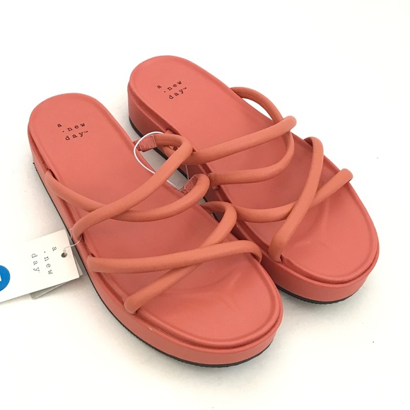 A NEW DAY Platform Heel Sandals Dory Strappy Sandals Orange Women’s Size 7 - Picture 1 of 16